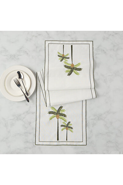 Lifestyle مفرش طاولة مطرز بنقشة أشجار النخيل - 180 × 33 سم