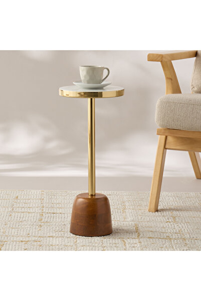 Lifestyle طاولة جانبية بسطح رخامي - 23 × 51 سم