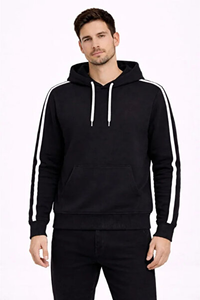 JANES cu glugă Swea pentru bărbați cu dungi tricou supradimensionat 3 fire de...