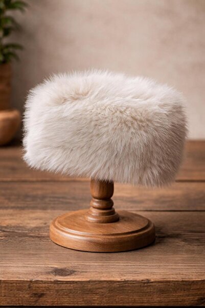 Külah Women's Furry Premium Fur Kalpak Hat - Cream