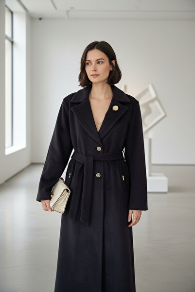 ENDAMIM Mărime mare decolteu petrecut în V Palton cu mânecă lungă, căptușit, ...