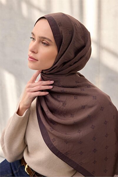 Silk Home Olinda Şal Monogram Desen Açık Kahverengi 75*195