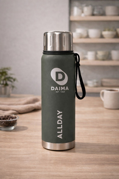 Daima Allday 1000 ML 24 Saat Sıcak 24 Saat Soğuk Yeşil Termos