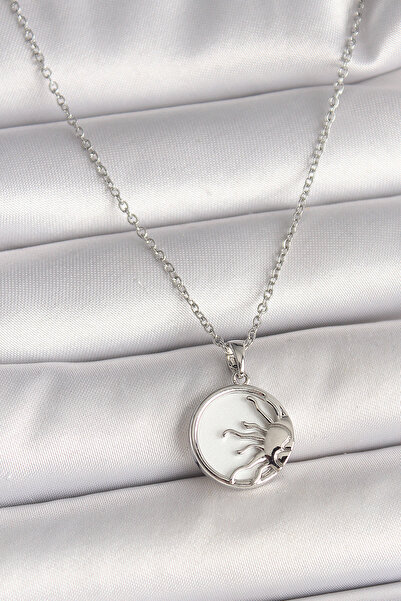 blackpure 316L Steel Silver Color Chain White Enamel Sunset Model Women's Nec...