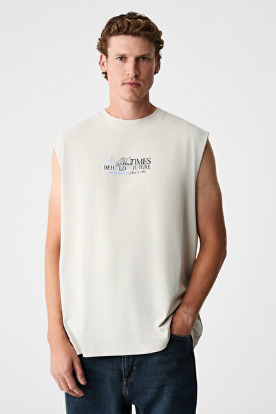 GRIMELANGE Sheppard men's model Printed short sleeve round neck stone color u...