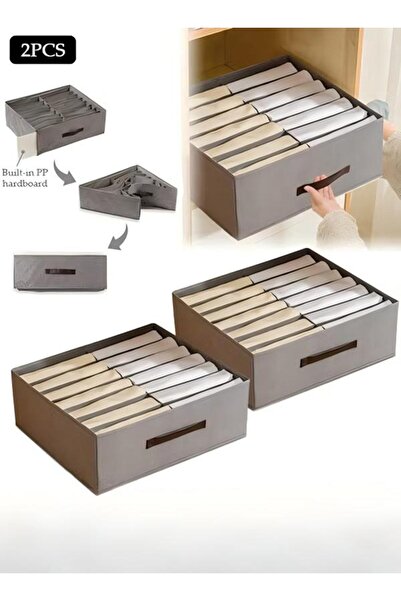 DOMEET 2 Pieces Fabric Closet Storage Organizer Set Foldable Clothes Boxes La...