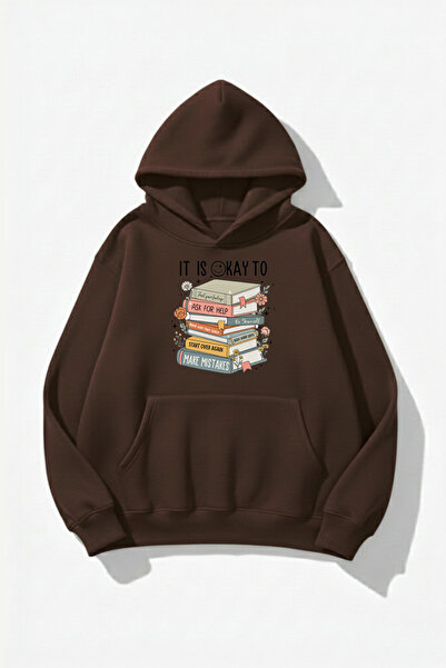 uyguntarz Hanorac unisex cu textura moale Its Okay cu imprimeu Design supradi...