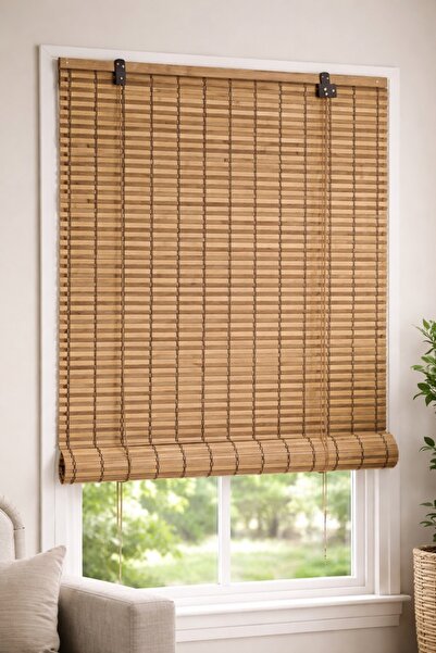 NAVAGREY AHŞAP BAMBU STOR PERDE BEJ 120*180 CM