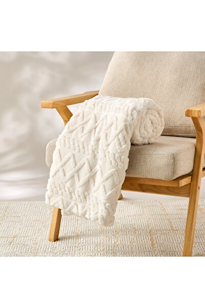 Lifestyle Textured Jacquard Faux Fur Throw - 127x152 cms