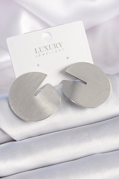 blackpure Brass Silver Color Circle Plate Model Women's Earrings