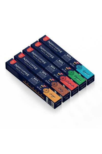 Nish Coffee مجموعة كبسولات قهوة متوافقة مع نسبريسو مكونة من 5 قطع (لونغو، إيط...