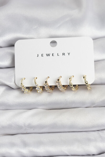 blackpure طقم أقراط نسائية من حجر الزركون بلون ذهبي نحاسي