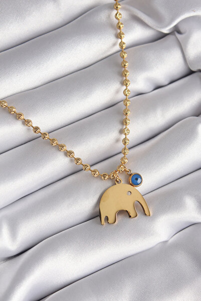 blackpure 316L Steel Gold Color Ball Chain Model Elephant Figure Evil Eye Bea...