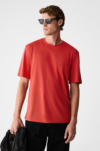 GRIMELANGE Mocassin Men's 100% Cotton Printed Relaxed Fit Round Neck Short Sl...