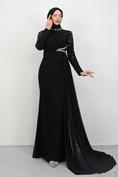Lamia Giyim Gülşen Tesettür Abiye Siyah