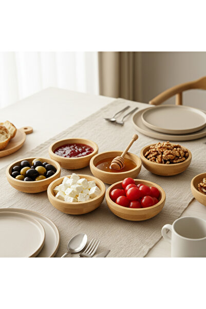 SweetHomes`s Bambu Kahvaltılık & Çerezlik Kase Seti (6’lı)