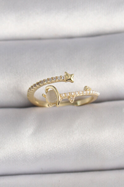 blackpure النحاس الذهب اللون الزركون حجر أبيض المينا نجمة مفصلة خاتم المرأة ق...