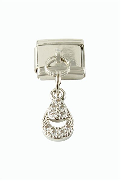 Marsilyan Oval Zircon Stone Shaker Steel Charm