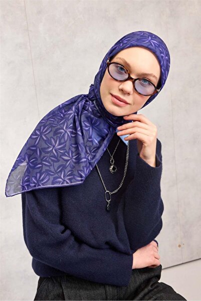 Silk Home وشاح ناعم من القطن والبوليستر بنمط زهور باللون الأرجواني الفاتح 90*90