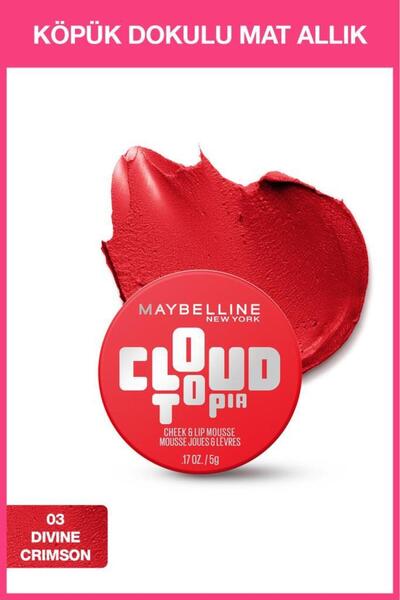 Maybelline New York Cloudtopia Köpük Dokulu Mat Allık & Ruj 03 Divine Crimson