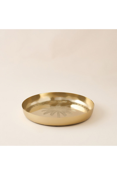 Lifestyle وعاء معدني مزخرف منقوش عليه شجرة نخيل - 30 × 30 سم