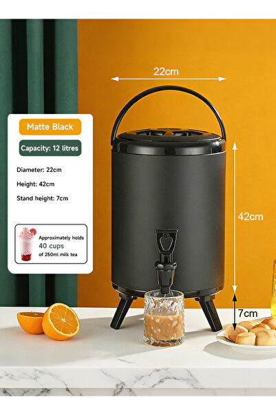 Generic 12L double-layer stainless steel milk tea bucket - thick-walled insul...