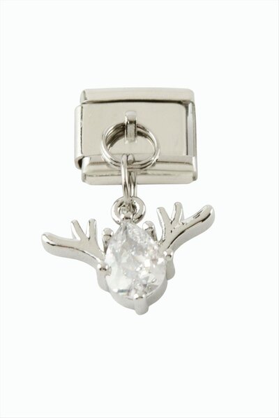 Marsilyan Deer Zircon Stone Sallatılı Steel Charm