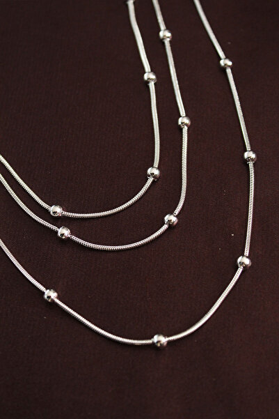 blackpure 316L Steel Silver Color Minimal Ball Chain Model Multiple Necklace