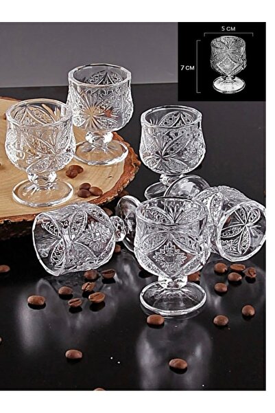 NiLE Kristal kesme cam 6 adet kahve yanı bardağı/cam bardak