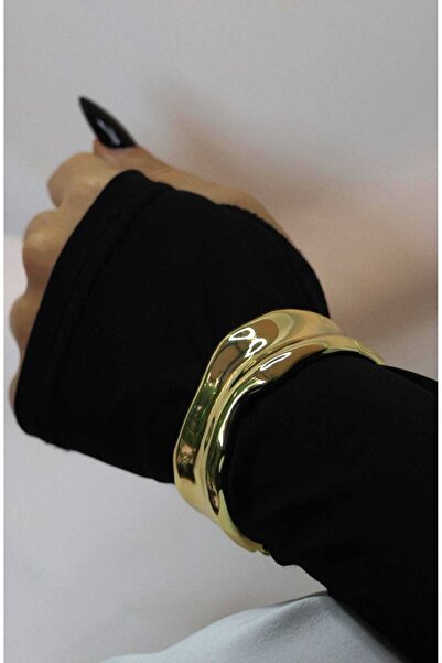 SİASİA Dalga Model Gold Renk Kalın Kelepçe Bileklik