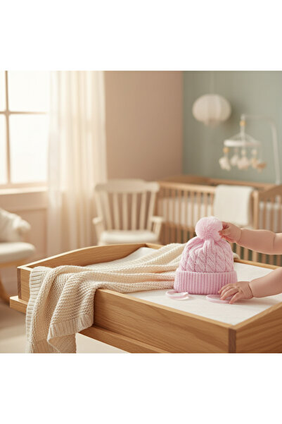 N@zence Soft Textured Hair Braid Patterned Pom-Pom Tie-Up Ear-Covering Baby H...