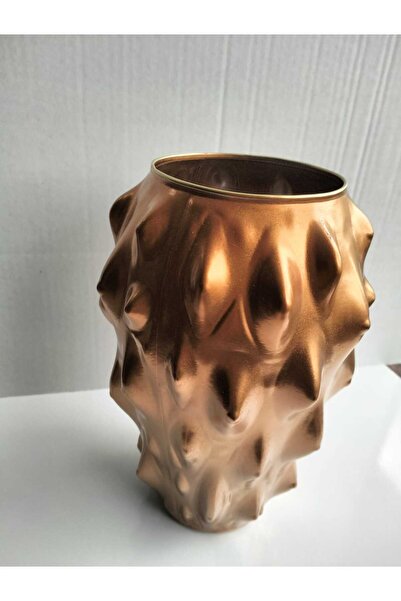 kurt41 Decorative Line Glass Vase with Gold Foil Coating - 25 cm