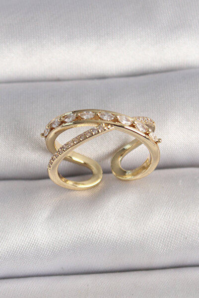 blackpure Brass Gold Color Zircon Stone Adjustable Women's Ring