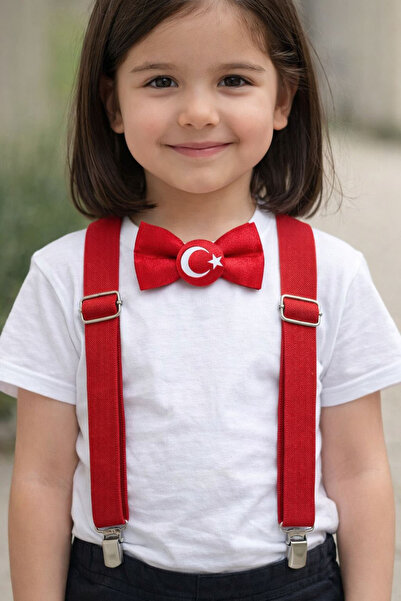 MODA Комплект детски панталони с панталонки и папийонка с турско знаме с полу...