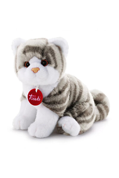 My Reality Fashion براد القطط القطيفة باللون الأبيض والرمادي 20 سم