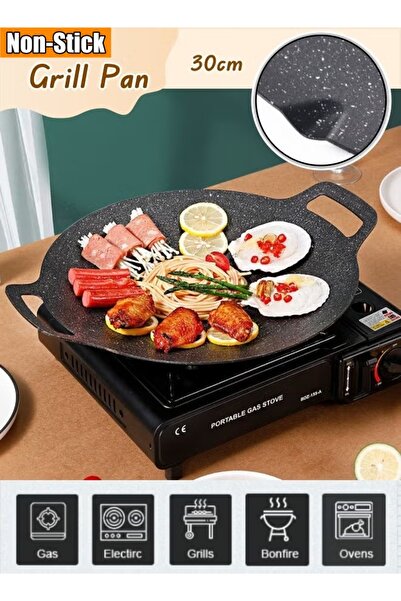 Generic Non-Stick Grill Pan 30cm Barbecue Plate Baking Pan, Even-Heating,Vers...