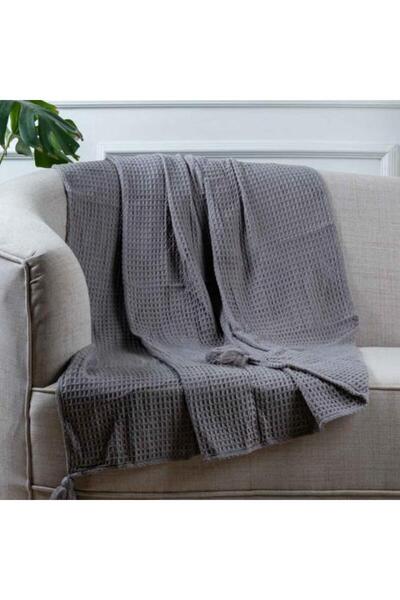 Alhabib bedding بطانية تيفولي وافل خفيفة صيفي مفرد رصاصي مقاس 150x125سم