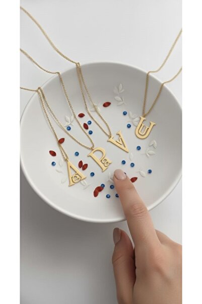 Flamingo 925 Ayar Papatya Silver çift harf kolye.rose.gold.rodaj