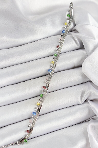 blackpure 316L Steel Silver Color Mixed Color Crystal Stone Women's Bracelet