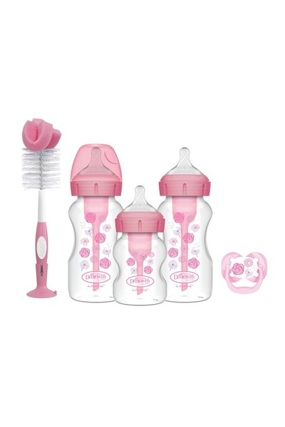 Genel Markalar Geniş Ağız Anti Kolik Options+ PP Biberon Hediye Seti Pembe/ B...