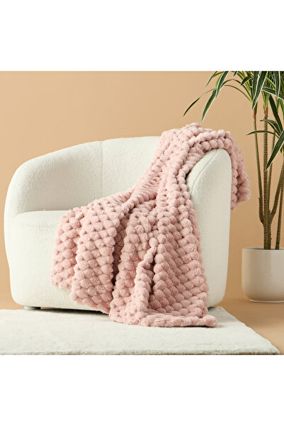 Lifestyle Honeycomb Textured Fur Throw - 127x152 cms