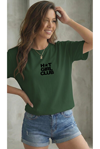 BUWOM Γυναικείο μπλουζάκι Hot Girl Club με στάμπα και λαιμόκοψη ποδηλάτου