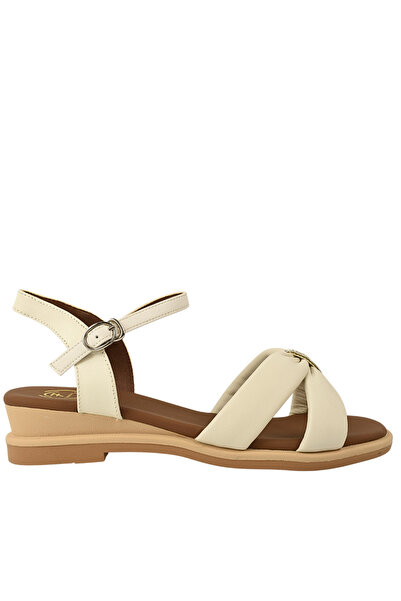 FORMAZIONE Elegant sandals, women, FORMAZIONE, 49023 cream, leather, heel 40