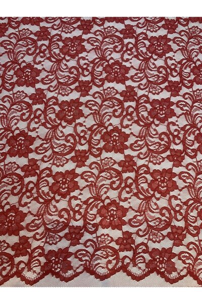 Yiğit Kumaş Țesătură roșie de dantelă subțire – cu model de flori