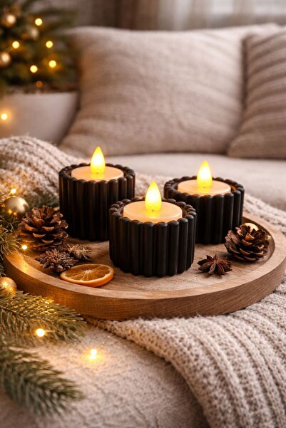 ESBODESİGN Dekoratif LED Mum Seti -3'lü