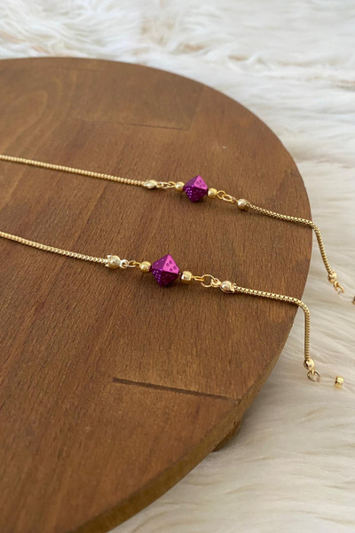 SAVETTE Glasses Chain Fuchsia Stone Gift Accessory Glasses Strap Glasses Cord