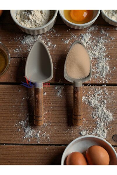 Multiamo 2Pcs Acacia Handle Silicone Mini Size Measuring Spoon Coffee Sugar M...