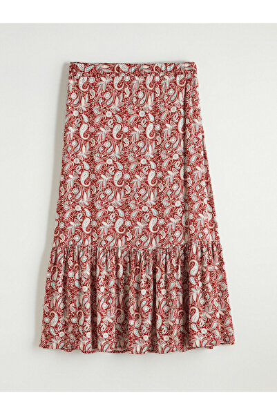 LC Waikiki Fusta roșie cu volane și talie elastică