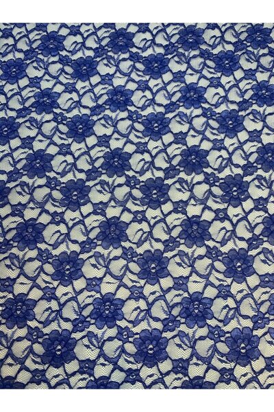 Yiğit Kumaş Cobalt Blue Fine Lace Fabric – Small Floral Pattern