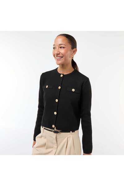 KIABI كارديجان محبوك بنقشة مميزة وأزرار ذهبية، أسود